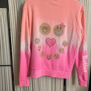 Butter Sweatshirt Zip Hoodie Ombré with Emojis XL
